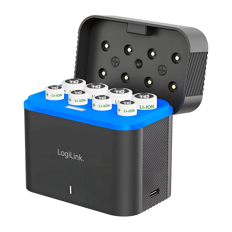 Caricabatterie con 4 Batterie AA. 4 Batterie AAA agli Ioni di Litio. 15W